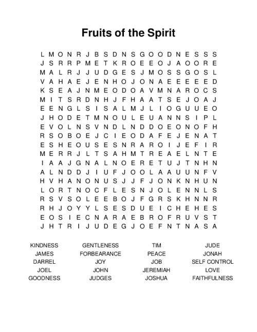 Fruits of the Spirit Word Search Puzzle