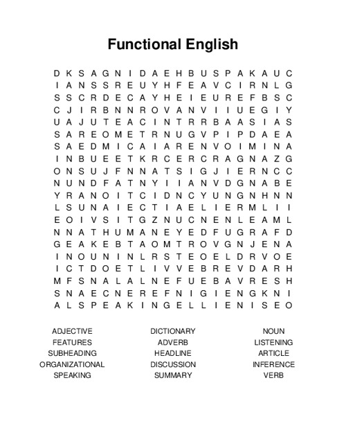 Functional English Word Search Puzzle