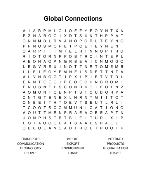 Global Connections Word Search Puzzle