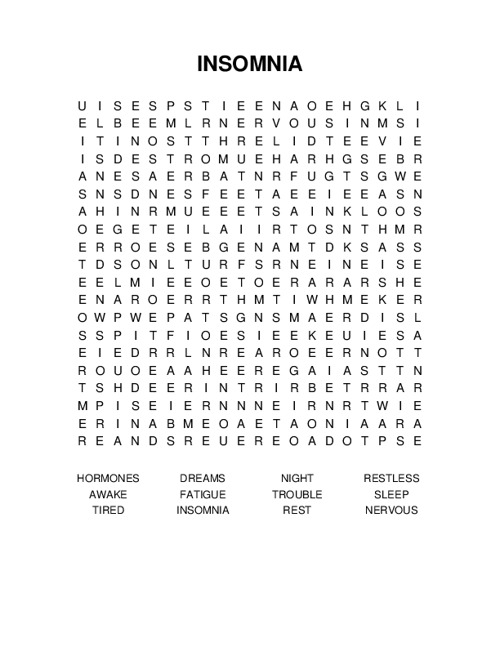 INSOMNIA Word Search Puzzle