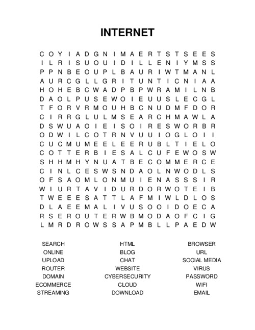 INTERNET Word Search Puzzle