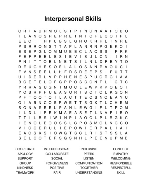 Interpersonal Skills Word Search Puzzle