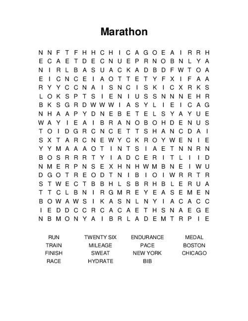 Marathon Word Search