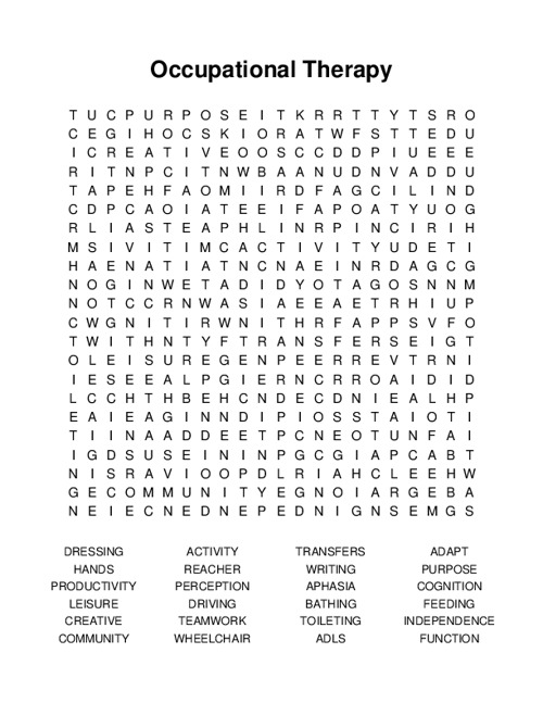 Occupational Therapy Word Search Puzzle