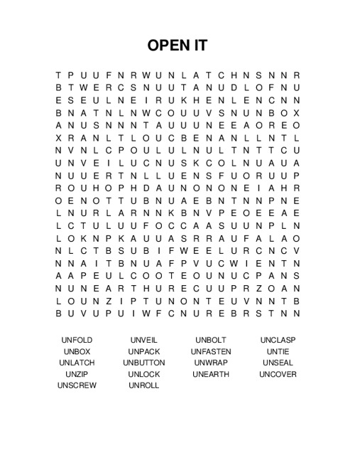 OPEN IT Word Search Puzzle