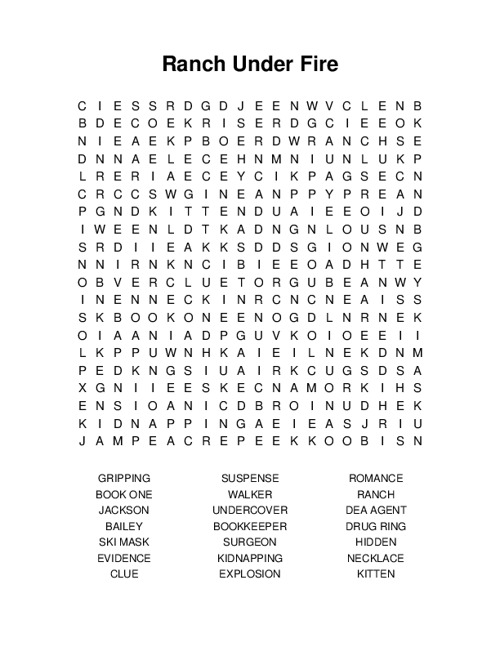 Ranch Under Fire Word Search Puzzle