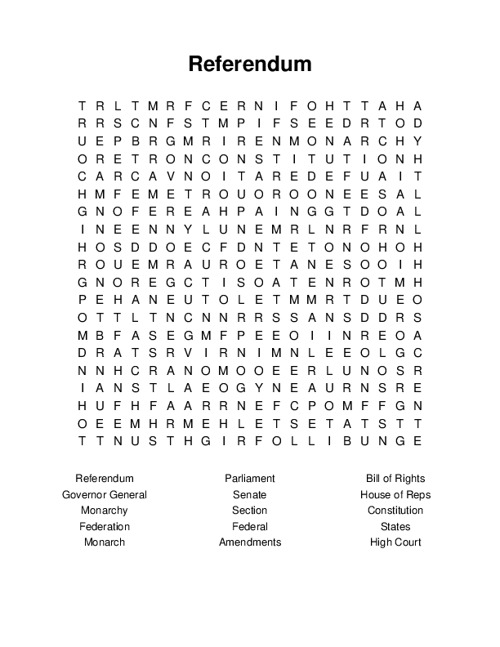 Referendum Word Search Puzzle