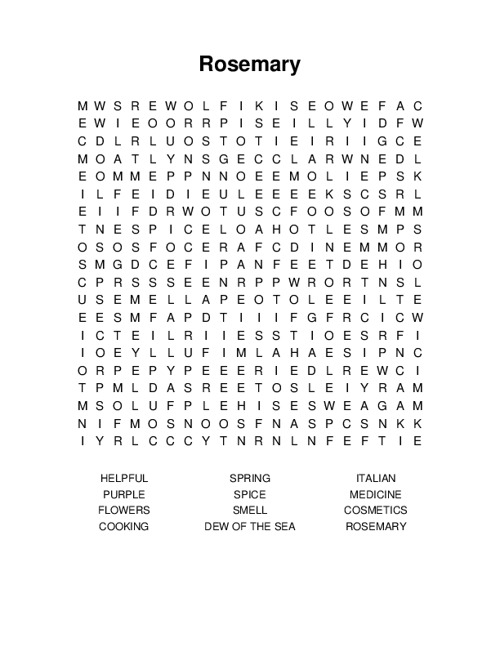 Rosemary Word Search Puzzle
