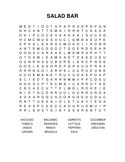 SALAD BAR Word Search Puzzle