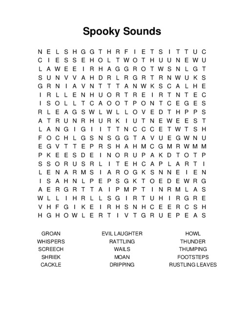 Spooky Sounds Word Search Puzzle