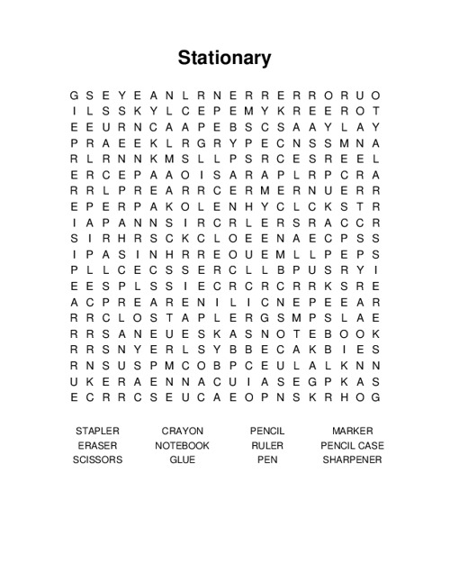 Stationary Word Search Puzzle