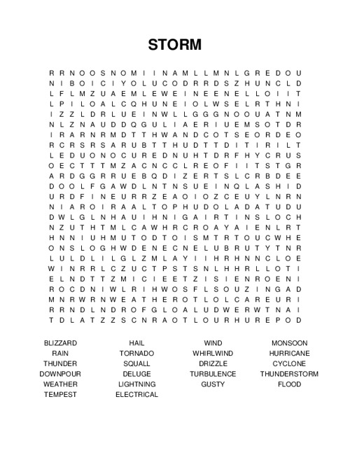 STORM Word Search Puzzle