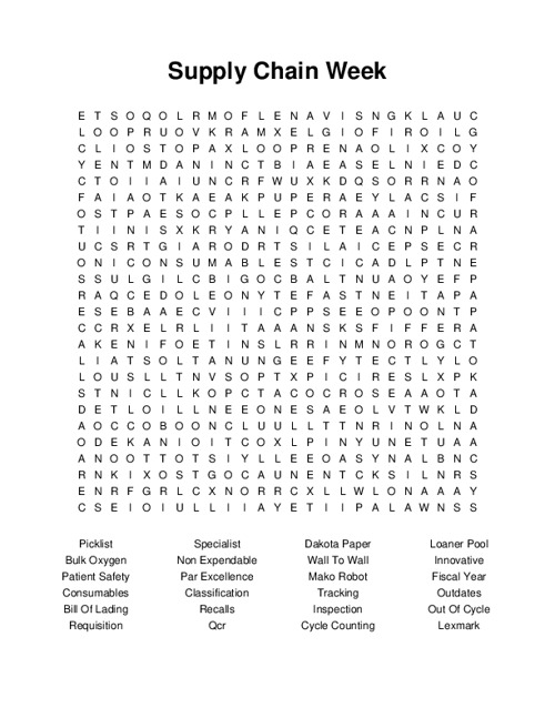Supply Chain Week Word Search Puzzle