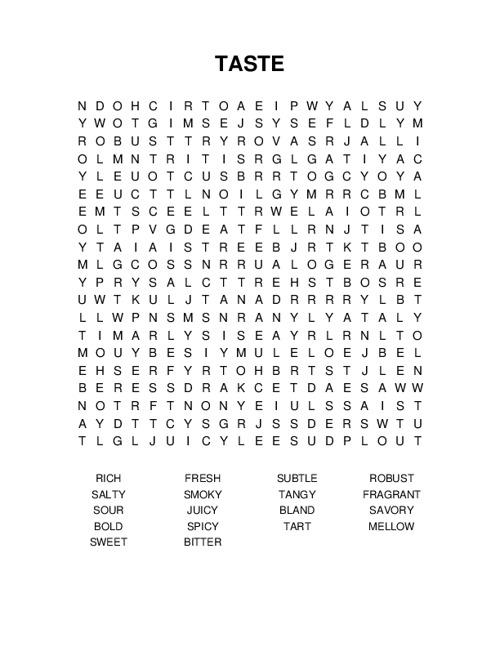 TASTE Word Search Puzzle
