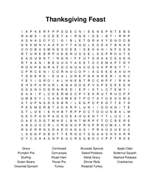 Thanksgiving Feast Word Search Puzzle