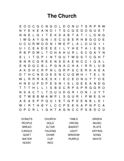 The Church Word Search Puzzle
