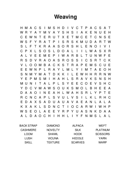 Weaving Word Search Puzzle
