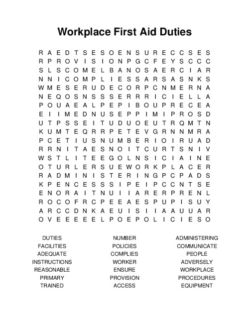 First Aid Word Search