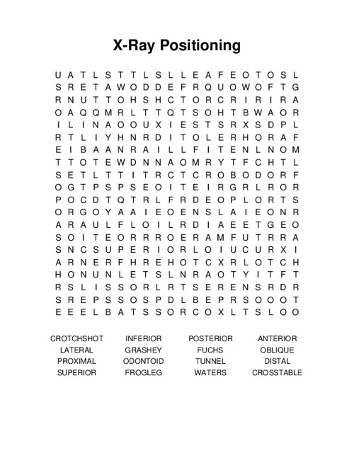 X-Ray Positioning Word Search Puzzle