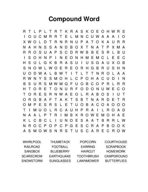 Compound Word Word Search Puzzle