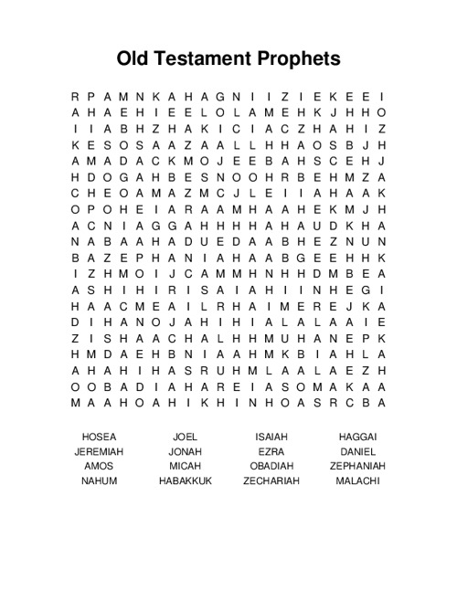 Old Testament Prophets Word Search Puzzle