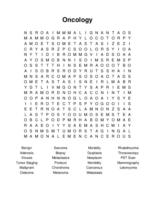 Oncology Word Search Puzzle