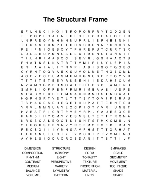 The Structural Frame Word Search Puzzle