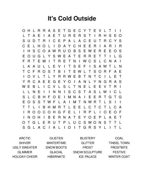 Its Cold Outside Word Search Puzzle