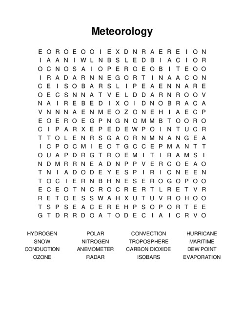 Meteorology Word Search Puzzle