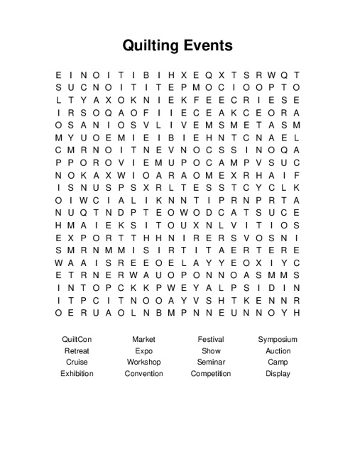 Quilting Events Word Search Puzzle