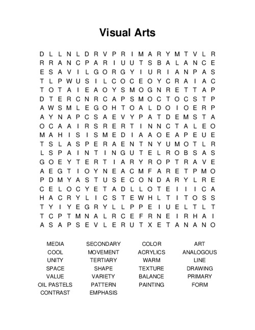 Visual Arts Word Search Puzzle
