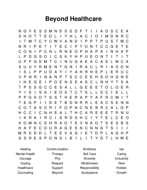 Beyond Healthcare Word Search Puzzle