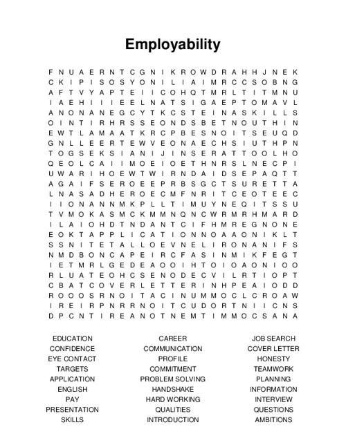 Employability Word Search Puzzle