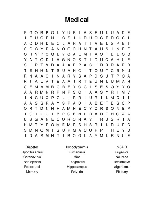 Medical Word Search Puzzle