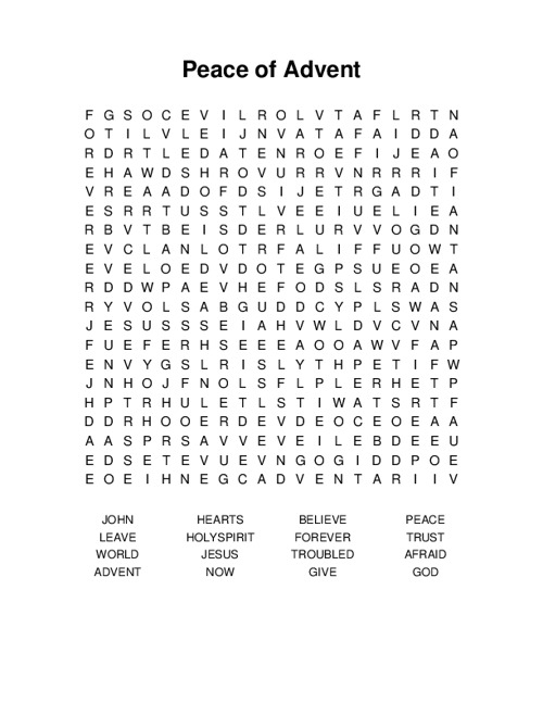 Peace of Advent Word Search Puzzle