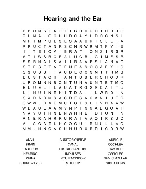 Hearing and the Ear Word Search Puzzle