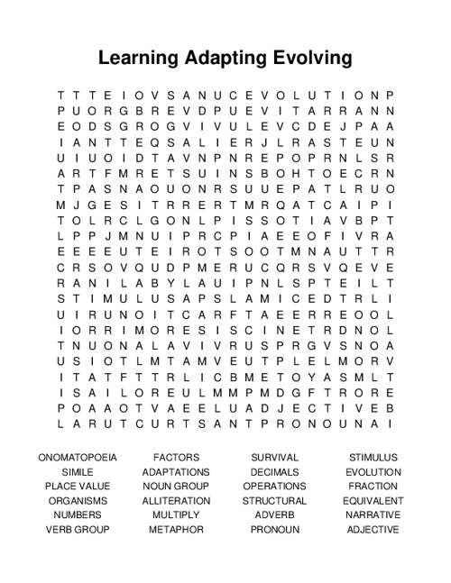 Learning Adapting Evolving Word Search Puzzle