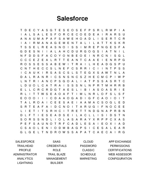 Salesforce Word Search Puzzle