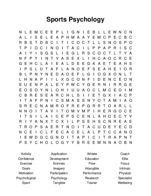 Sports Psychology Word Search Puzzle