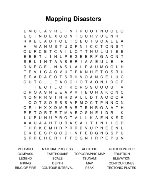 Mapping Disasters Word Search Puzzle