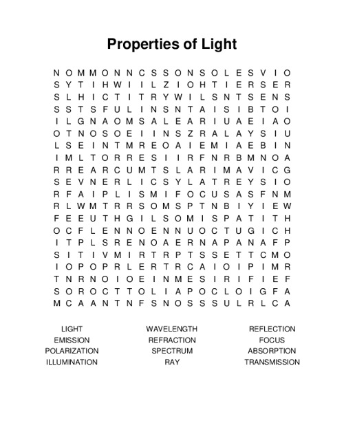 Properties of Light Word Search Puzzle