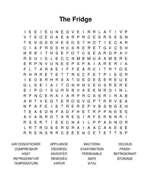 The Fridge Word Search Puzzle