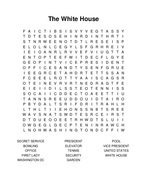 The White House Word Search Puzzle