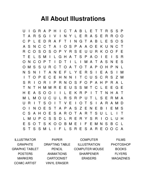 All About Illustrations Word Search Puzzle