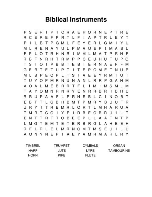 Biblical Instruments Word Search Puzzle