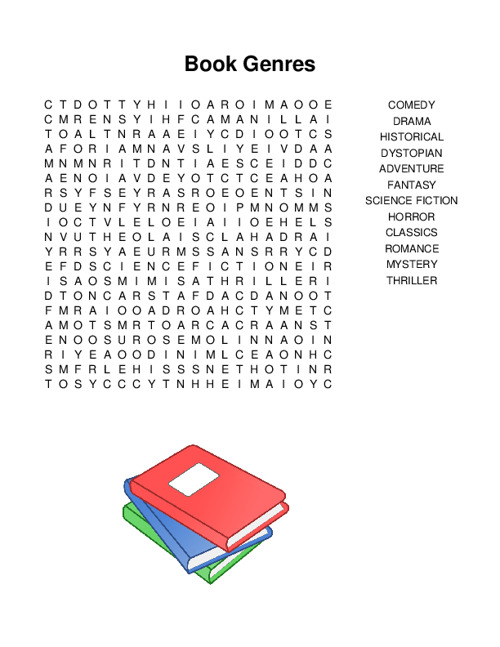 Book Genres Word Search Puzzle