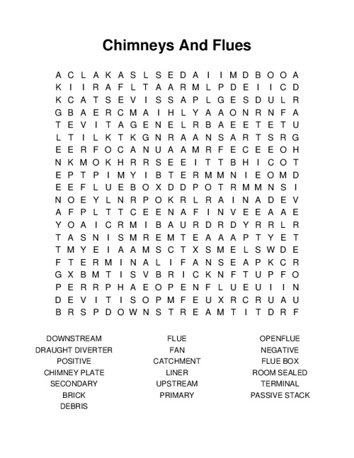 Chimneys And Flues Word Search Puzzle