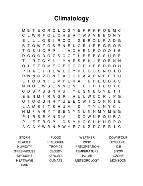 Climatology Word Search Puzzle