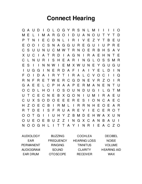 Connect Hearing Word Search Puzzle