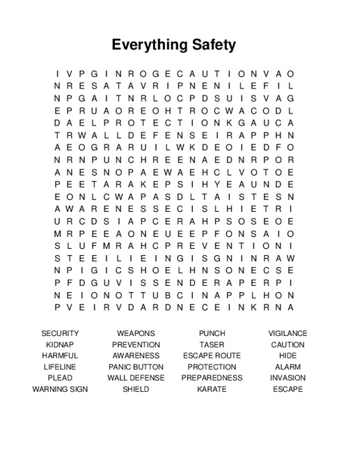 Everything Safety Word Search Puzzle